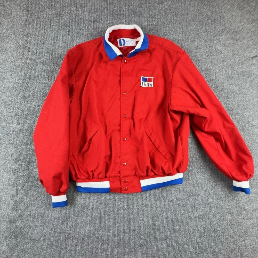 Vintage Dunbrooke Jacket Mens XL Red Nylon Hill's Logo PLA-JAC Varsity USA